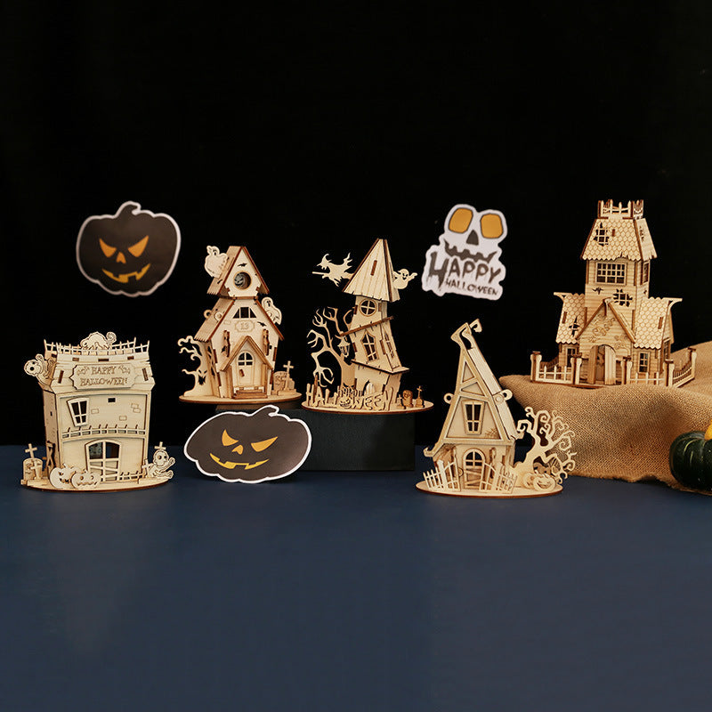 Halloween DIY House Wooden Puzzle Children's Halloween House
