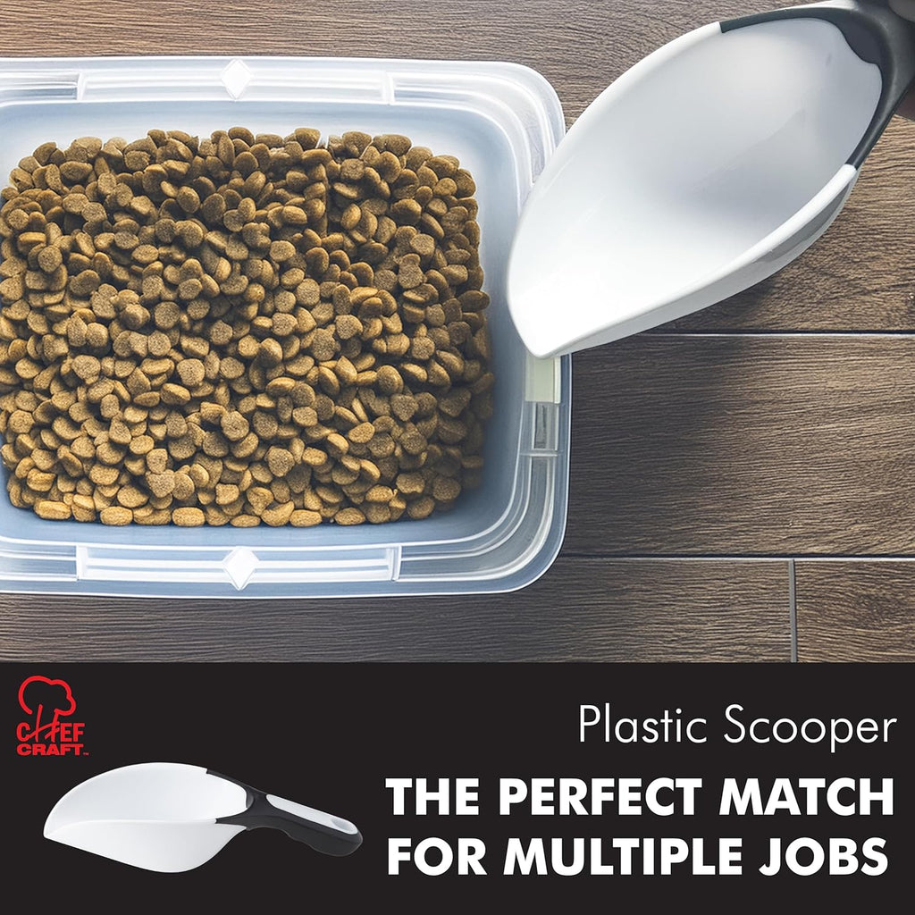 White Plastic Scoop of 1 Cup, for home and garden use