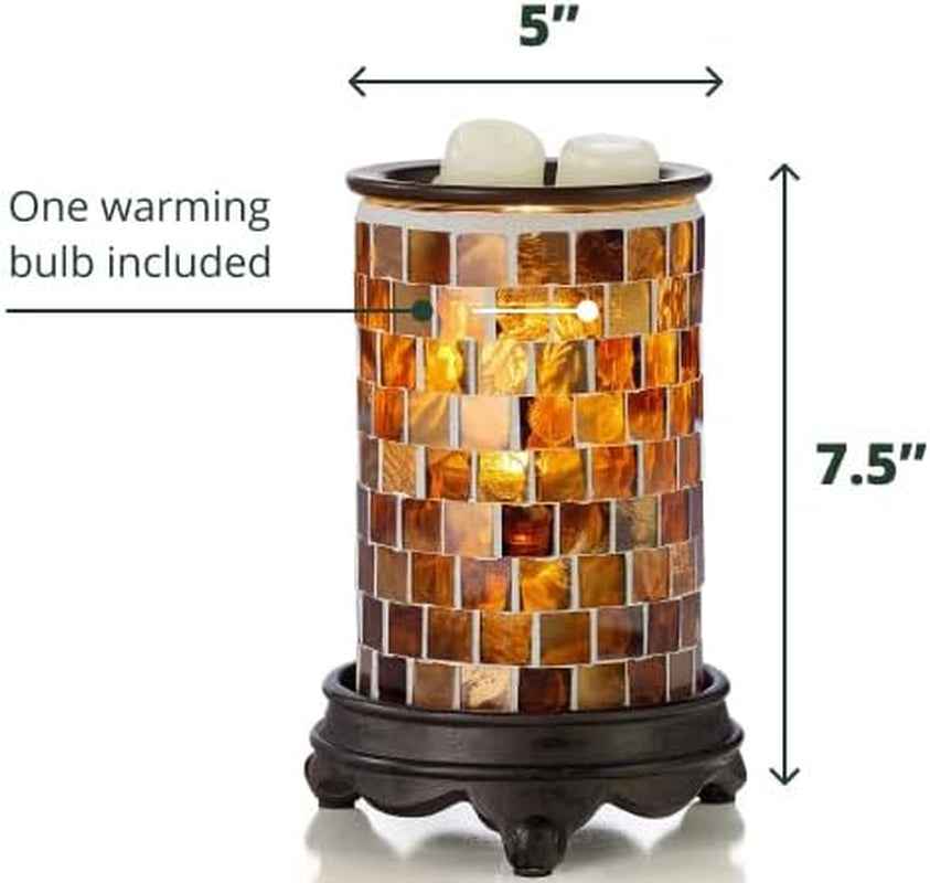 Wall Plug-In Wax Warmer for Scented Wax Mosaic Glass Radiant Sienna Electric Home Fragrance Warmer for Essential Oils Candle Wax Melts and Tarts Scent Warmer Night Light - GG store