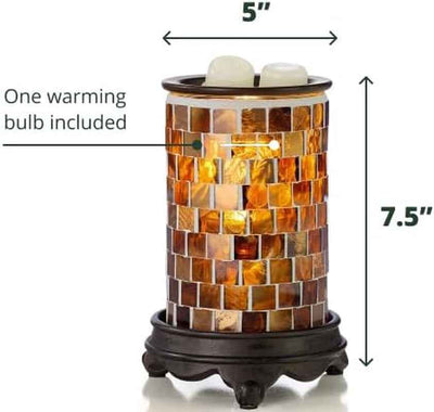 Wall Plug-In Wax Warmer for Scented Wax Mosaic Glass Radiant Sienna Electric Home Fragrance Warmer for Essential Oils Candle Wax Melts and Tarts Scent Warmer Night Light - GG store