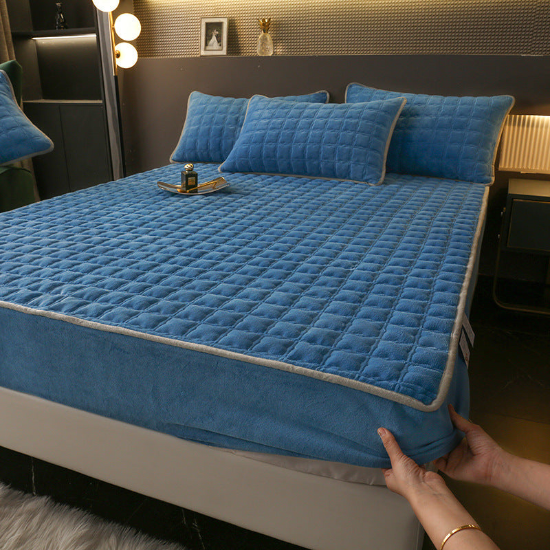 Fleece-lined Milk Fiber Quilted Fitted Sheet Single Winter Thickened