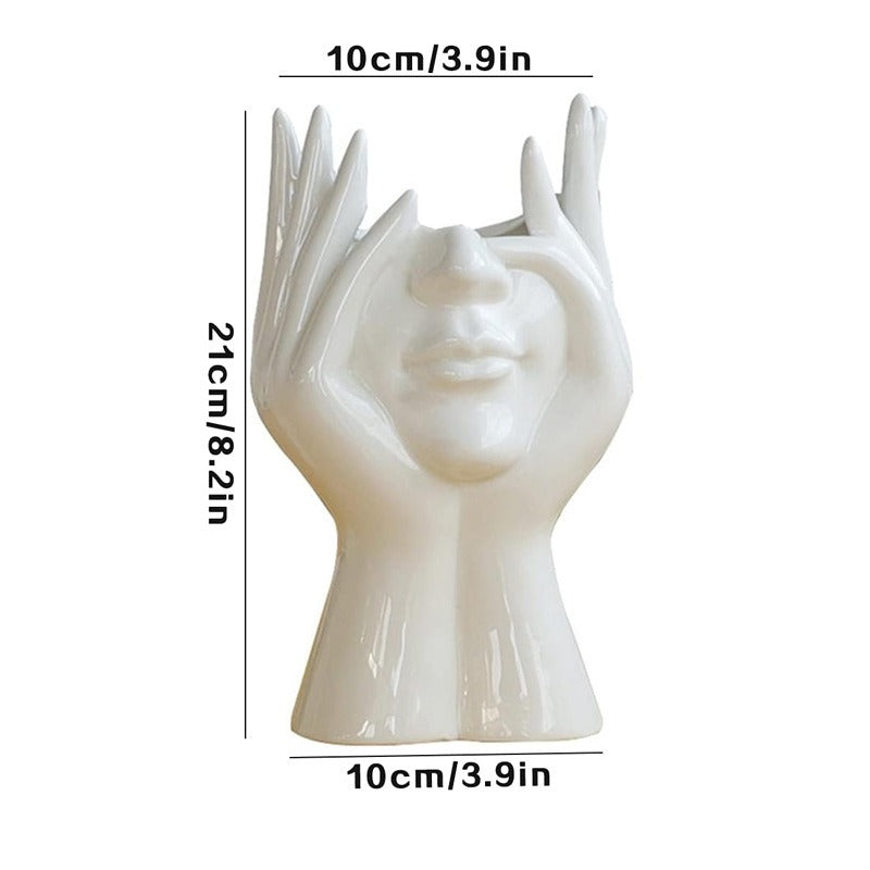 Ceramic human body art vase by Cavira featuring a Nordic sculptural figure, ideal for home decor and floral arrangements.