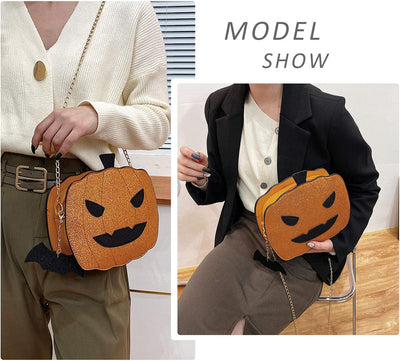 Spooktacular Women's Pumpkin Devil Crossbody Purse - Perfect for Halloween Trick or Treating!
