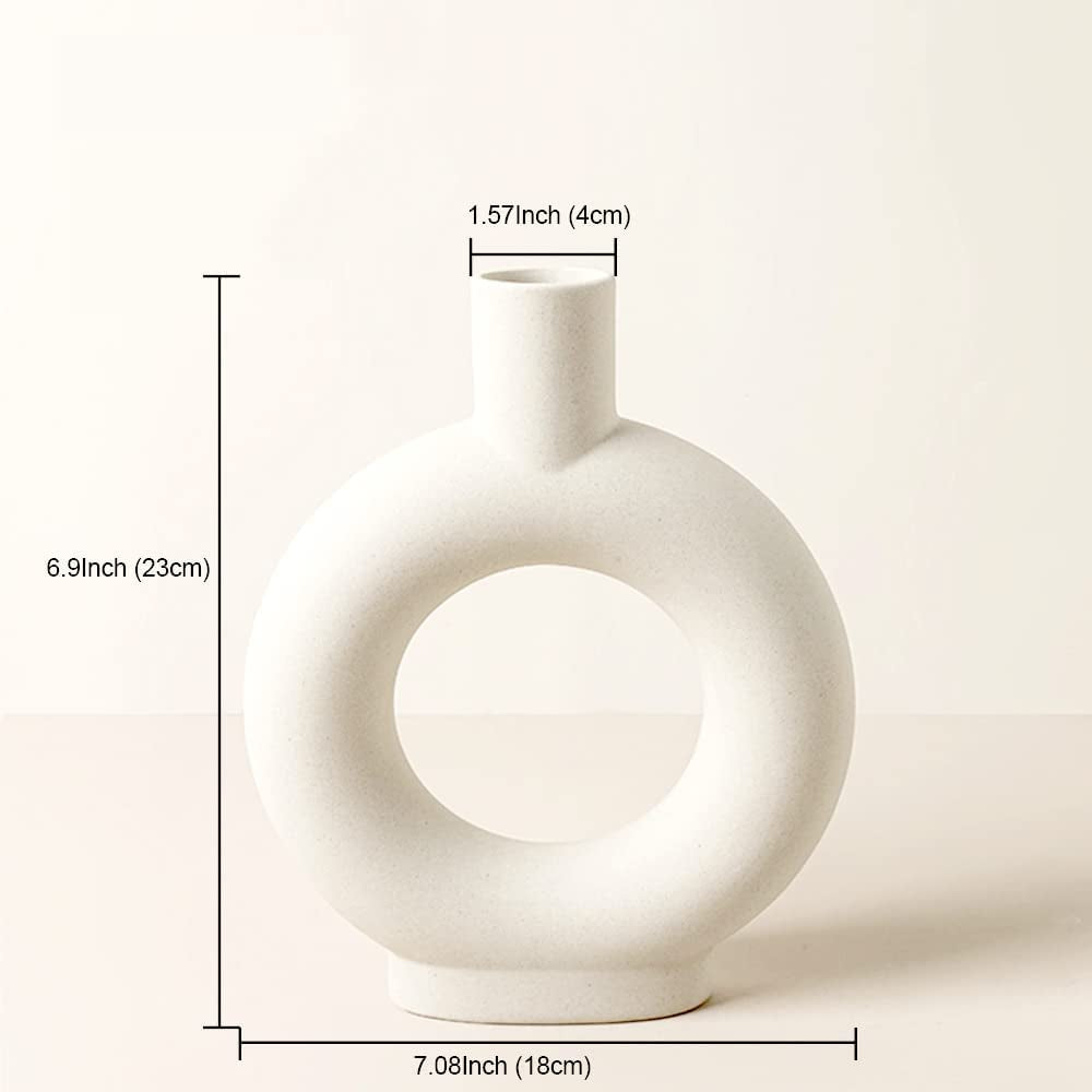 Nordic Minimalist Ceramic Flower Vase – Modern Decorative Centerpiece Vase for Home Decor