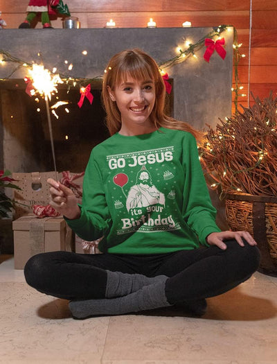 Funny "Go Jesus" Ugly Christmas Sweatshirt for Women and Teen Girls - Holiday Cheer and Comfort!