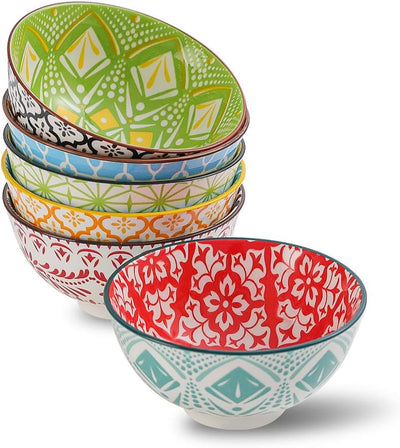 Vibrant Set of 6 Porcelain Dessert & Cereal Bowls - Perfect for Ice Cream, Soup, Snacks & More - Microwave & Dishwasher Safe!