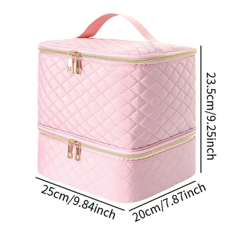 eprolo large capacity nail organizer case with 30 compartments, portable double layer makeup and manicure storage bag