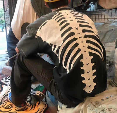 Lmyer Kapital Bones Super Fire Skeleton Loose Short Sleeve Rap The Same Size Over Size