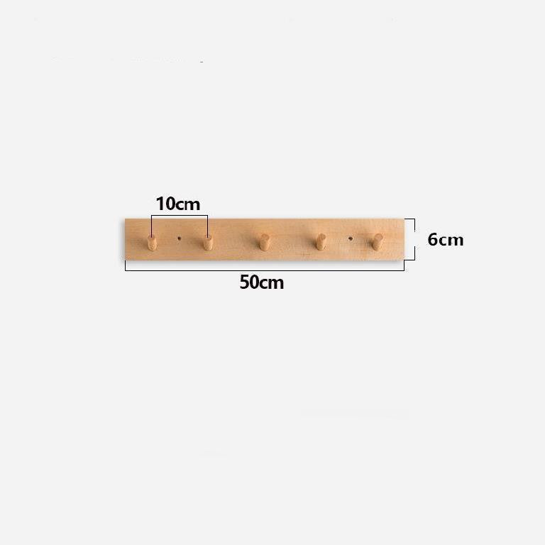 Creamy white and walnut wooden wall coat hook with 4, 5, or 6 hooks, minimalist Japanese style, for entryway, bedroom, or hallway.