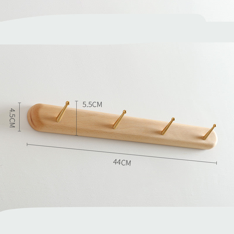 Beech wood baguette wall coat rack with 2-5 hooks, Cavira brand, designed for entryway, hallway, or bedroom decor.