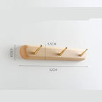 Beech wood baguette wall coat rack with 2-5 hooks, Cavira minimalist outdoor furniture, ideal for entryways, hallways, and bedrooms.