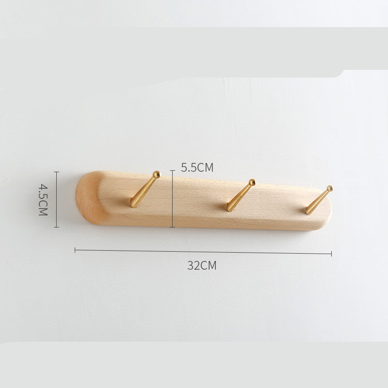 Beech wood baguette wall coat rack with 2-5 hooks, Cavira minimalist outdoor furniture, ideal for entryways, hallways, and bedrooms.