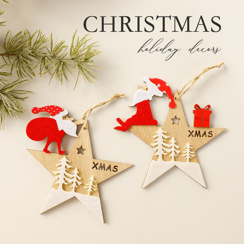 Santa Claus Wooden Ornament Christmas Tree Decoration for Holiday Atmosphere and Scene Arrangement eprolo