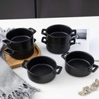 Ceramic Ramekins Set of 6 | Oven-Safe Porcelain Baking Bowls with Handles | Cavira