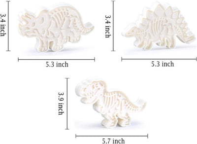 Jurassic Dinosaur Cookie Cutter Set - 6-Piece T-Rex, Stegosaurus & Triceratops Fossil Stampers for Fun Baking Adventures!