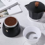 Cavira moka pot coffee dosing funnel and powder ring for 3- and 6-cup espresso, mess-free grounds dispenser, home barista tool
