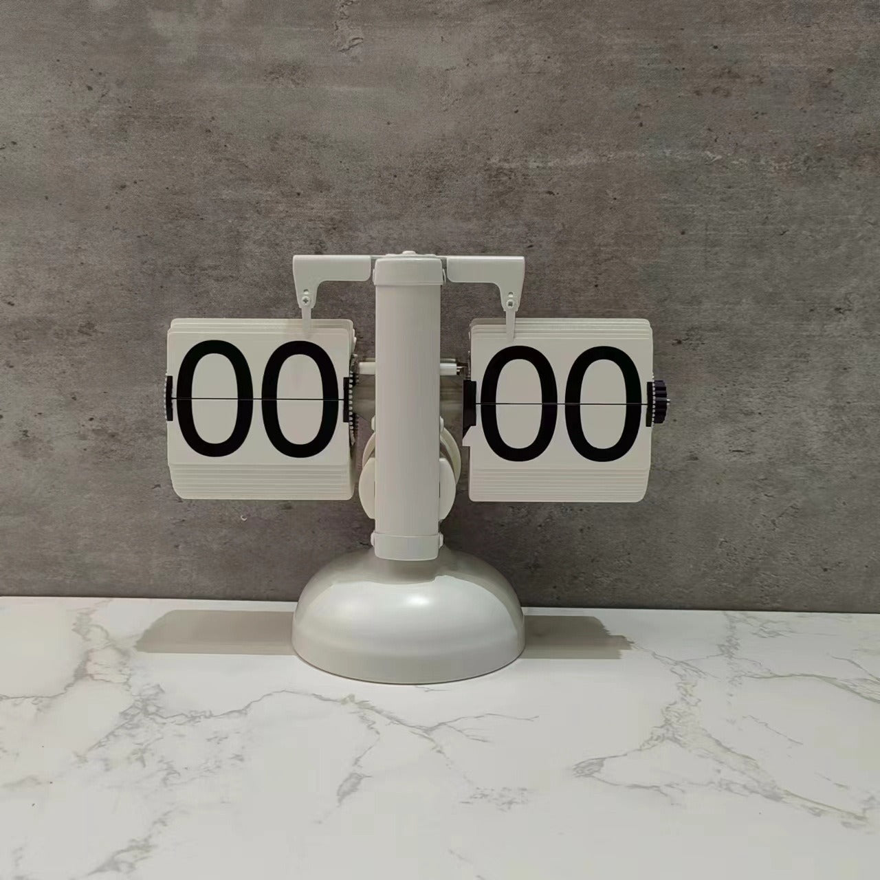 Eprolo Retro Flip Clock with stainless steel frame, white and black display, 12-inch quartz desktop clock for living room.