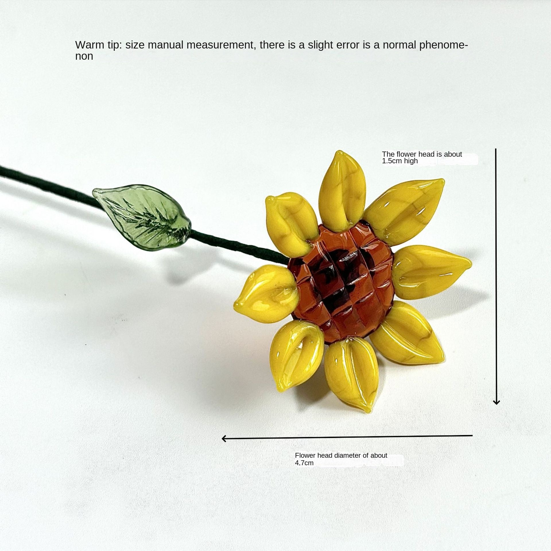 Glass Birth Flower Sculpture with Iron Wire Stem – Handmade Monthly Floral Home Décor April Sunflower