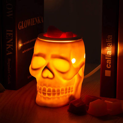 Spooky Ceramic Skull Wax Melt Warmer - Electric Scentsy Melter for Fragrant Wax Cubes