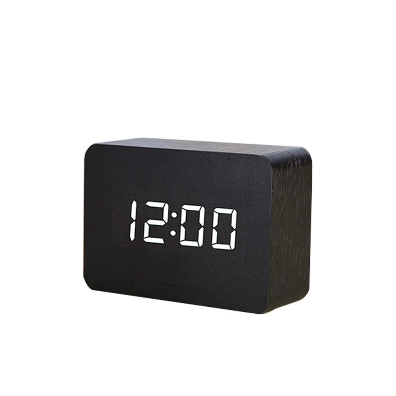 Wooden LED Digital Alarm Clock - Voice Control with Temperature & Date Display - Cavira