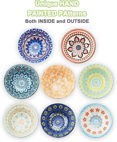 Versatile 8 Pack Small Ceramic Bowls - Perfect for Soup, Salad, Pasta, Desserts & More! 4.75 Inch Diameter, 10 oz Capacity