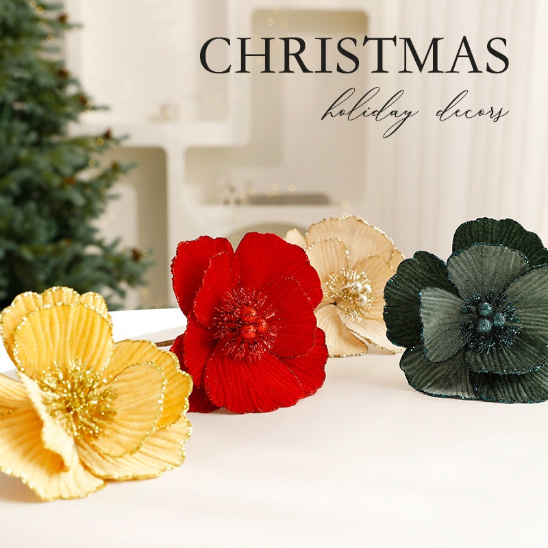 New Christmas Flower Artificial Floral Dried Flower Festival Decoration European Style Preserved Flower Ornament Christmas Tree Decor eprolo