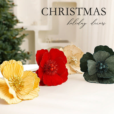 New Christmas Flower Artificial Floral Dried Flower Festival Decoration European Style Preserved Flower Ornament Christmas Tree Decor eprolo