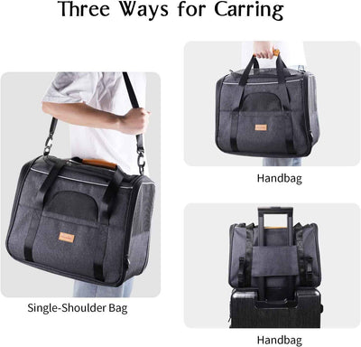 Cat Carrier, Portable Pet Carrier Bag for Cats and Small Dogs, Foldable Soft Sided Cat Transport Carrier, Airline Approved Pet Travel Carrier with Shoulder Strap, Removable Mat and Pet Bowl - GG store