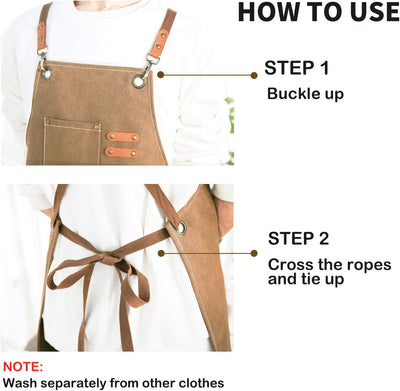 Stylish & Functional Chef Apron - Unisex Cotton Canvas Cross Back Design with Adjustable Straps & Spacious Pockets for Cooking & Baking