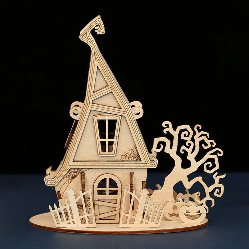 Halloween DIY House Wooden Puzzle Children's Halloween House