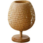 Bamboo Woven LED Desk Lamp | Japanese Zen & Southeast Asian Style | Warm, Tricolor & Dimmable with Remote | Bedroom, Living Room & Study Bedside Light | Cavira - Cavira