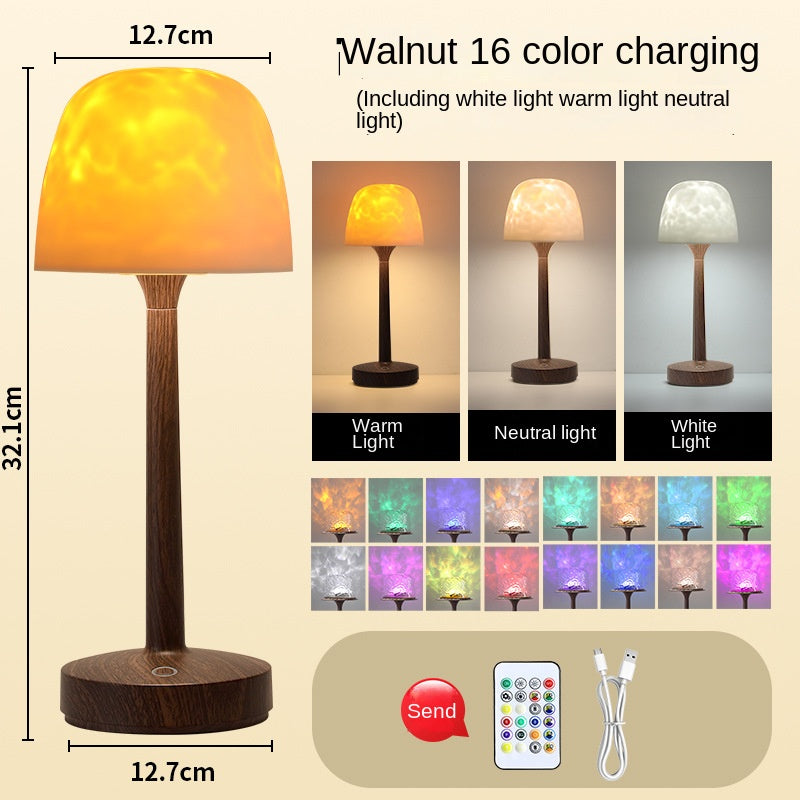 Romantic Ambient LED Table Lamp – Modern Mood Lighting Home Decor Walnut Sixteen-color Changing
