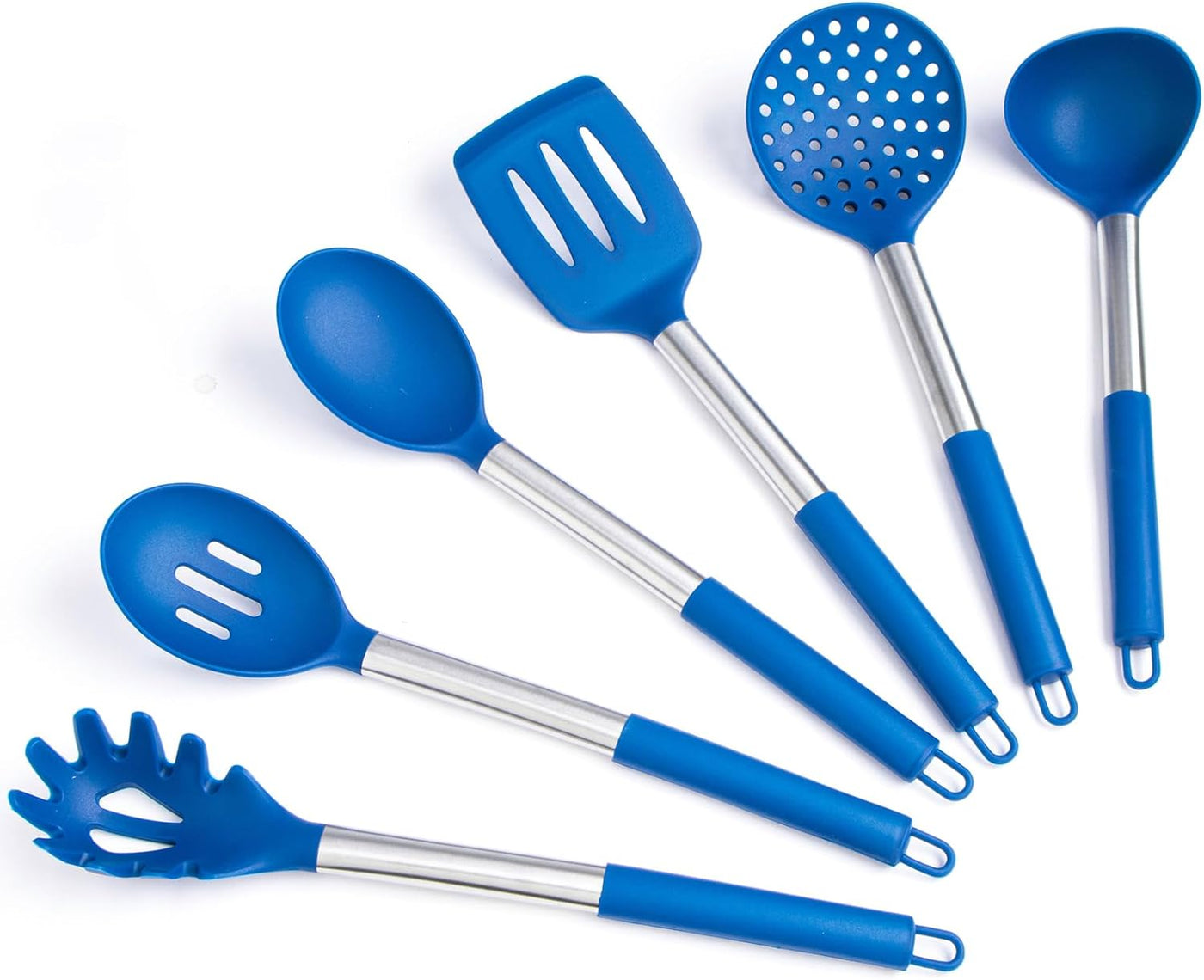 Upgrade Your Cooking Game with Our 6-Piece Blue Silicone Utensils Set – Perfect for Nonstick Cookware!