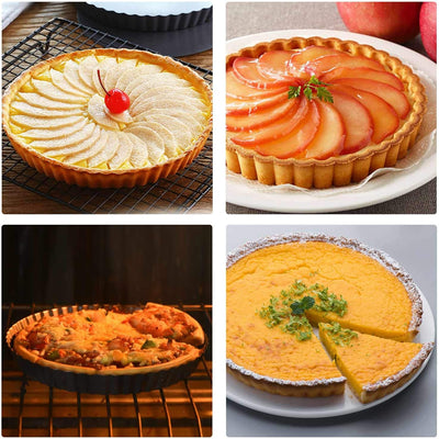 10-Inch Non-Stick Tart Pan with Removable Bottom - Fluted Edge Quiche and Pie Shell Pan for Effortless Baking