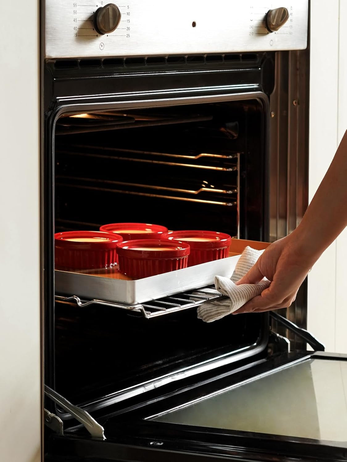 Versatile 4 OZ True Red Ramekins Set of 6 - Oven Safe Creme Brulee, Pudding, Souffle & Dipping Sauce Dishes