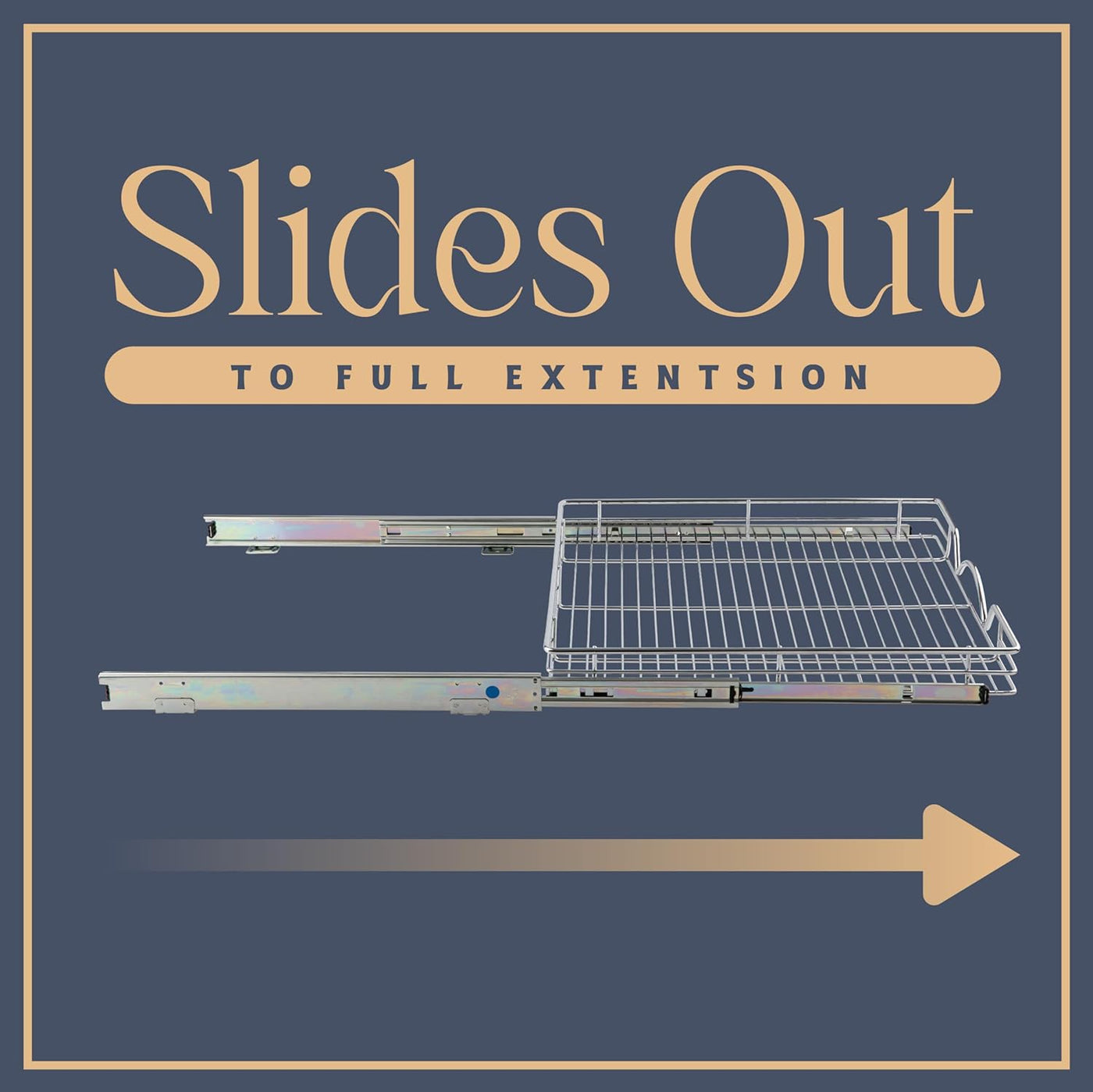 Heavy-Duty Pull-Out Cabinet Organizer with Lifetime Warranty - 20”W x 21”D Steel Metal Drawers, Chrome Finish