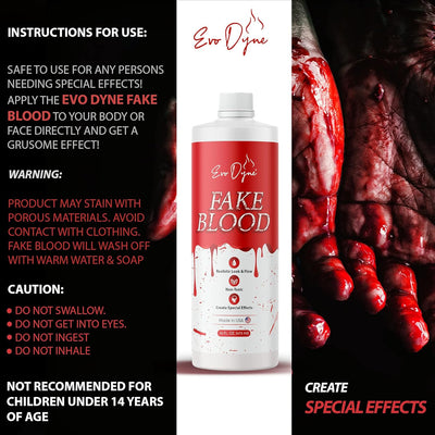 Realistic Fake Blood (16 FL OZ) - Perfect for Halloween Costumes & Parties, Made in the USA