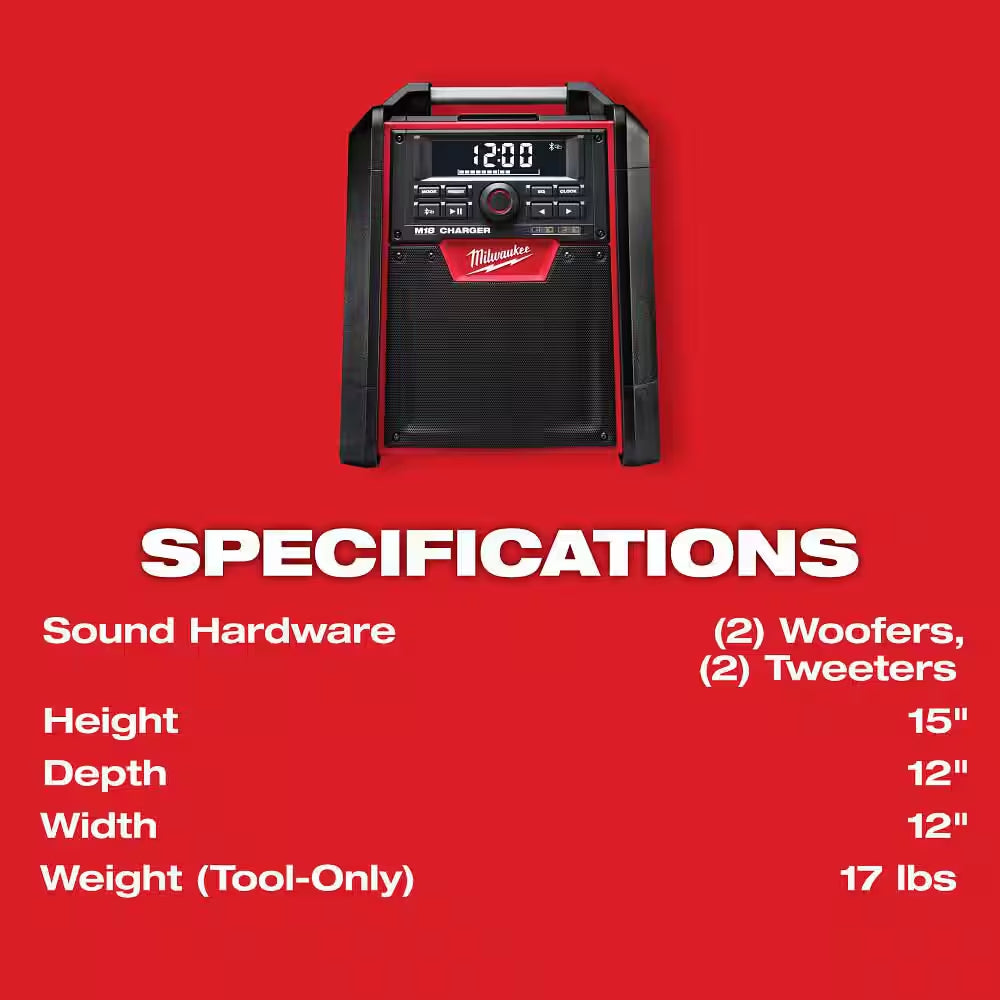 M18 Cordless Jobsite Radio & Charger - Powerful Sound & Convenient Charging