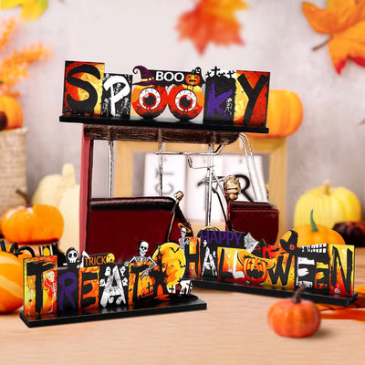 Charming Halloween Wooden Table Sign - Festive Pumpkin & Ghost Design for Spooktacular Indoor Party Decor!