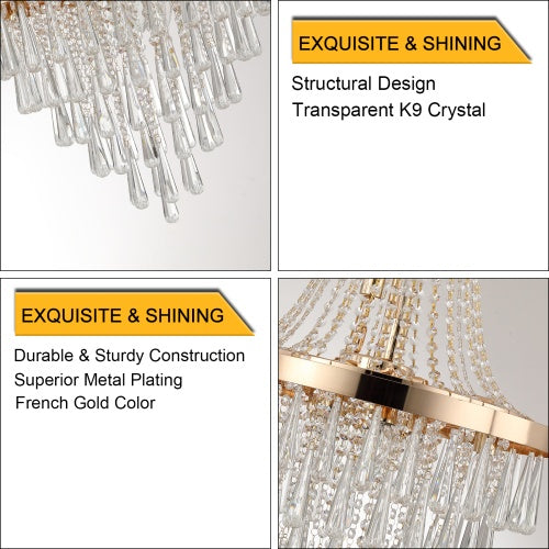 Golden Crystal Chandelier, Large Modern Luxury Chandelier For Living Room, Dining Room, Bedroom, Hallway - Bulb Not Included Unavailable Platforms- Temu - GG store