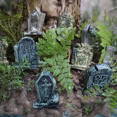 12 Pack Mini Halloween Tombstones - Perfect Foam Decorations for Spooky Outdoor & Indoor Yard Displays