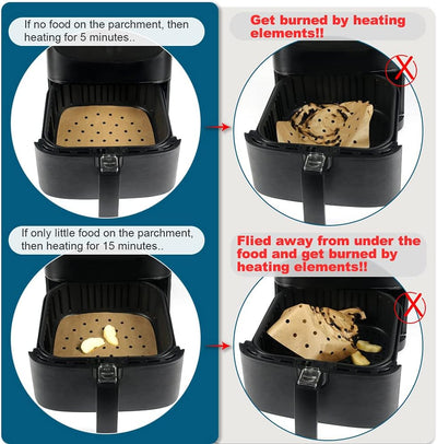 Premium Air Fryer Parchment Paper - 200 Pack, 8.5" Square Liners for Effortless Cooking & Easy Cleanup