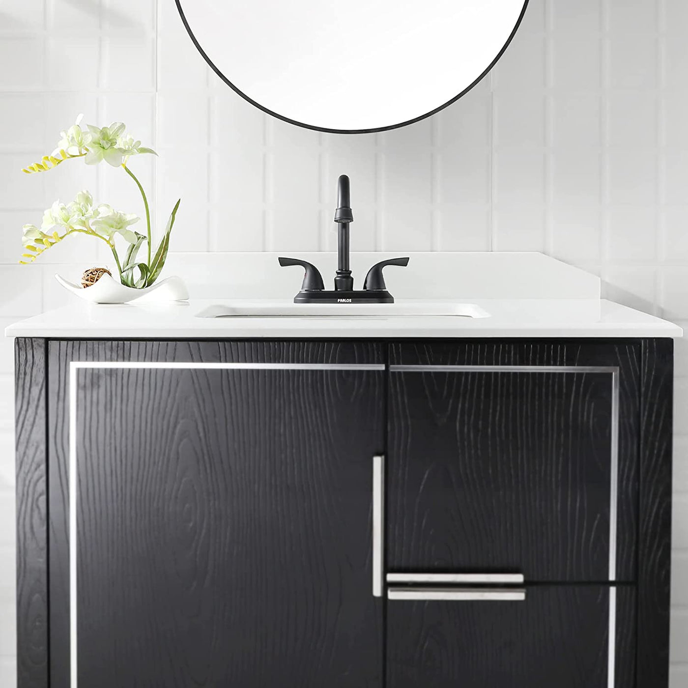 2-Handle Bathroom Faucet with Metal Drain Assembly & Supply Lines NSF Cupc Certified, Matte Black, 1359104 - GG store