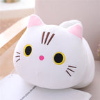Cavira cute cat plush pillow with soft fleece, cylindrical bolster for bedroom, sofa, or office rest, featuring a cozy feline design.
