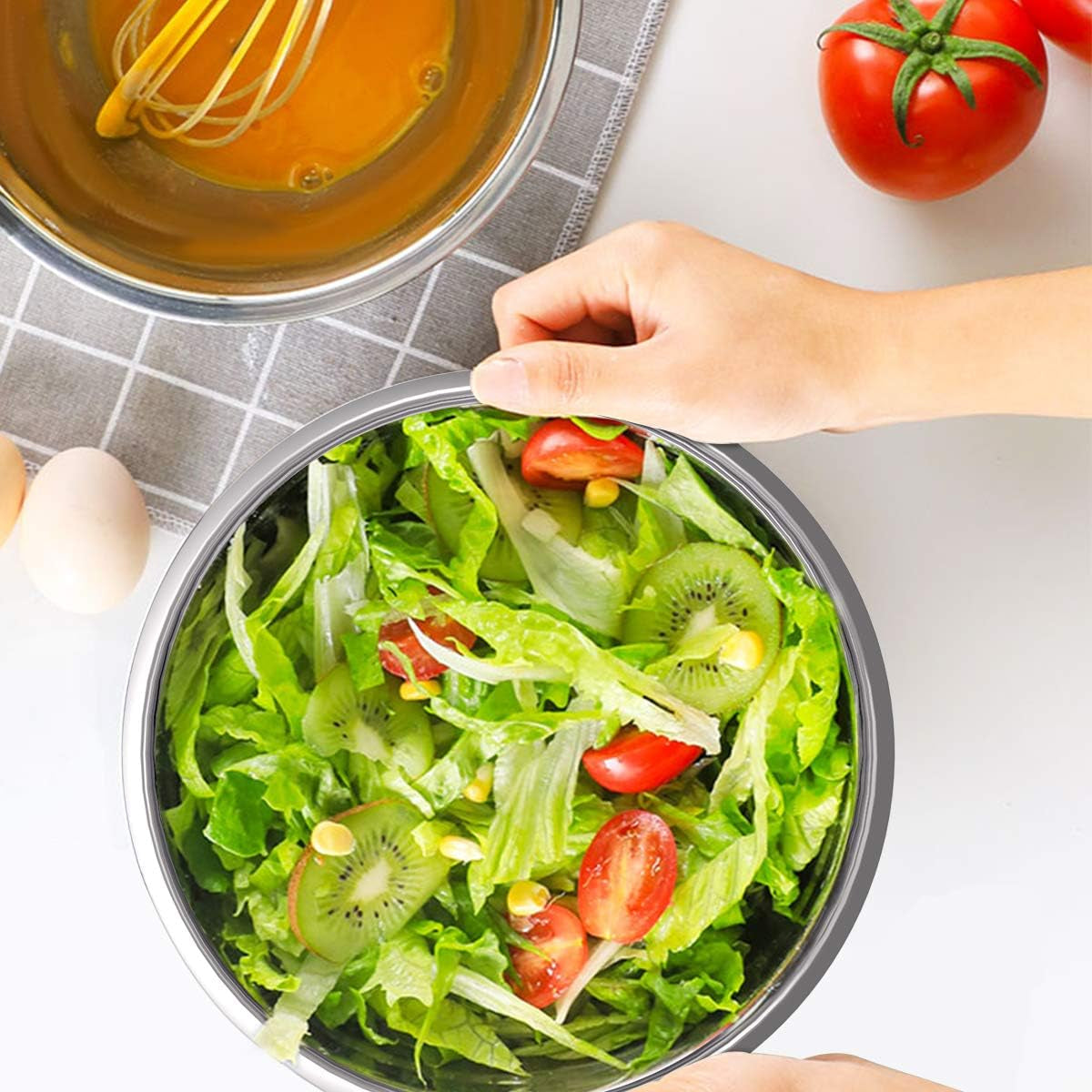 19-Piece Stainless Steel Mixing Bowls Set with Airtight Colorful Lids - Extra Deep, BPA Free, Ideal for Mixing & Serving