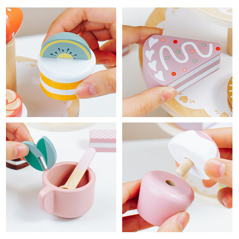 Children's Wooden Home Decor Dessert Set Wooden Christmas Toy Gift Set