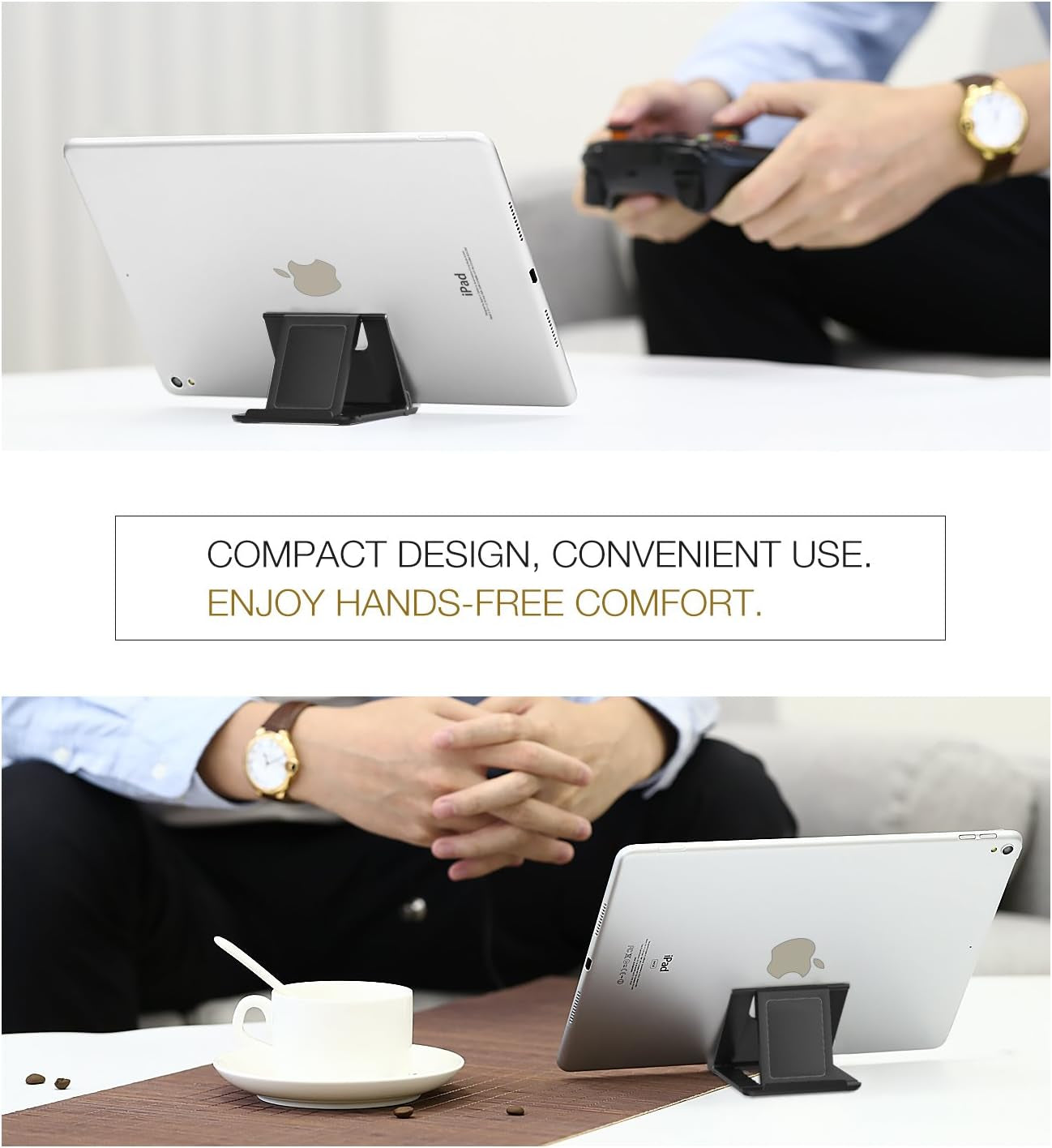 Premium Foldable Phone/Tablet Stand - Universal Compatibility for iPhone 14/15/16/17 Series - Sleek Black Design