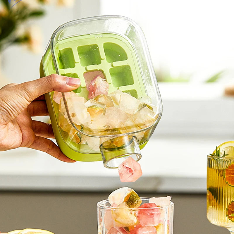 Cavira 2-in-1 ice cube maker bottle with lid and straw, portable press ice tray kettle for home, office, and travel use.