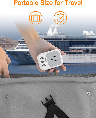 USB Charger Block,  Wall Plug Adapter with Electrical 4 Box Splitter 3 USB Wall Charger Ports, Multi Plug Outlet Extender Charging for Cruise, Travel, Office, Dorm Essentials - GG store
