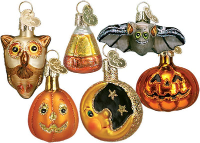 Whimsical Halloween Glass Blown Ornaments for Christmas Tree - Unique Handcrafted Mini Collection
